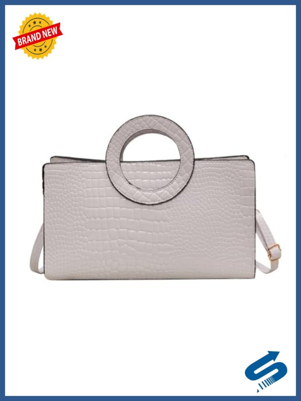 Women PU Leather Shoulder Bag Round Ring Handle Adjustable Strap Fashion Handbag
